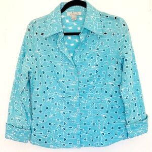 90s/Y2K Savvy by DT Studio Eyelet Button Down Blouse/Jacket